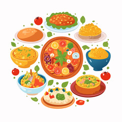 Delicious and Colorful Food Illustration Design.