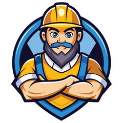 Generative Design Strong Builder Mascot Icon Construction Worker Graphic