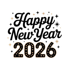 Happy New Year 2026 Script Typography