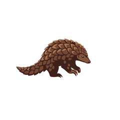 Stylized Brown Pangolin Vector Illustration in Flat Design