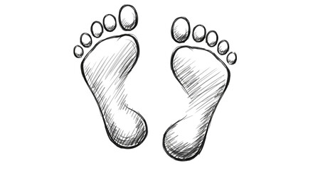 Sketch style barefoot prints illustration highlighting unique textured details