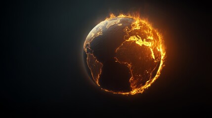 Global climate crisis event earth digital illustration fiery environment dramatic viewpoint environmental awareness concept