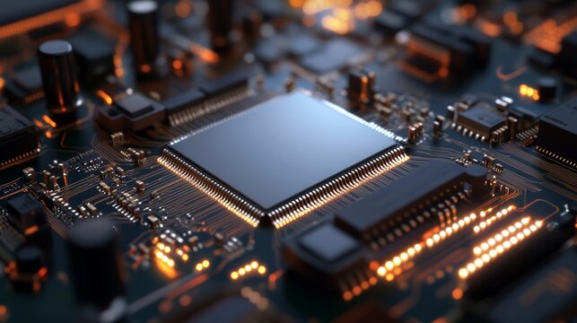 Analyzing electronic circuitry action in a high-tech environment macro view of a circuit board technology concept for optimized seo