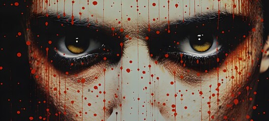 Pointillist grunge design of vampire with abstract dotted pattern ,generative AI