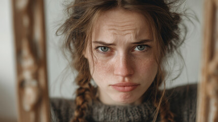 Woman reflecting on her emotions in a mirror showing contrasting feelings of sadness and strength in bipolar disorder 