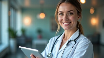 the female doctor with a stethoscope