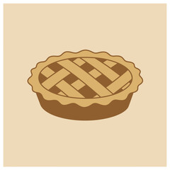 Simple Flat Design Delicious Lattice Crust Sweet Fruit Pie Illustration
