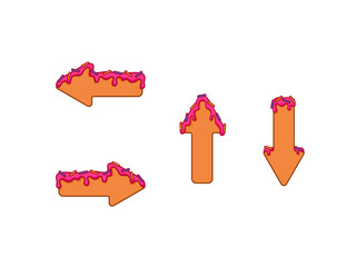 Set arrow signs with cream on it. Perfect for cake and ice cream shop directions. 