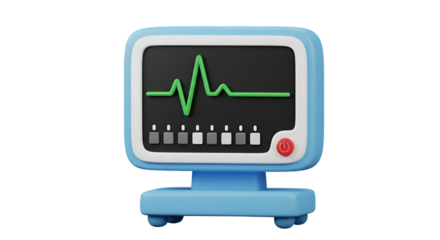 3d icon of heart rate monitor isolated on transparent background concept of medical equipment and health monitoring