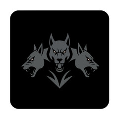 Fierce Three-Headed Cerberus Vector Illustration on Dark Background