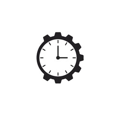 Minimalist Black and White Gear Clock Vector Icon Illustration