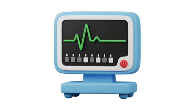 3d icon of heart rate monitor isolated on transparent background concept of medical equipment and health monitoring