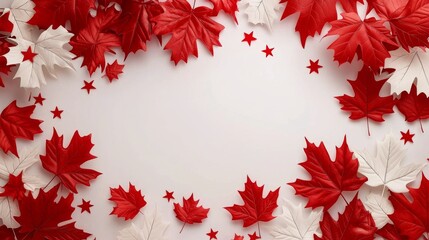 Top View of National Symbols for Canada Day