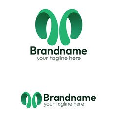 Abstract Green Ribbon Loop Logo Design - Modern Organic Symbol for Growth, Nature, Eco-Friendly, Recycling, or Wellness Brand Identity
