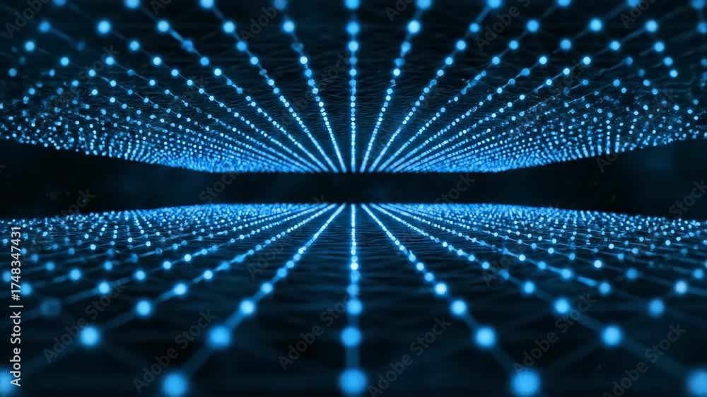 Wall mural expanding particle grid network seamlessly looping video dynamic, presentation, expanding particle g
