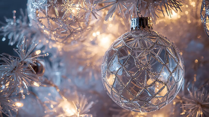 Sparkling Diamond Christmas Ornament with Golden Bokeh Background