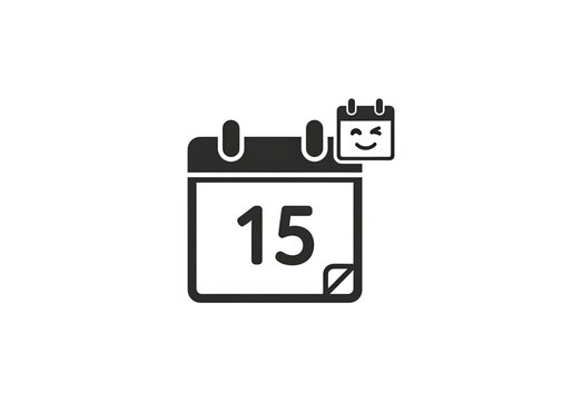 Modern graphic of a calendar displaying a specific day, marked with a cheerful emoji, ideal for representing events, reminders, and important occasions for planning