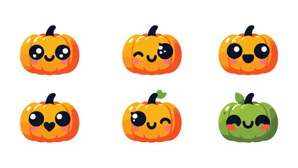 Colorful Pumpkin Emoji Icon Set