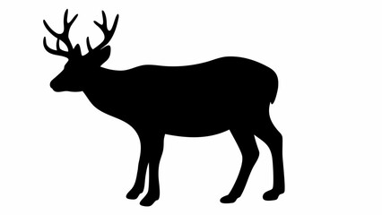 Silhouette of a deer with antlers standing on a white background in a side profile view image design