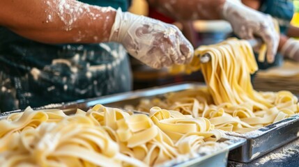 Industrial pasta production line for high volume manufacturing and quality assurance efficiency