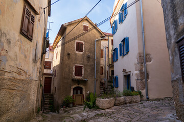 KRK Island, Vrbnik, Croatia - April 19, 2025: Cityscape. View of historic property