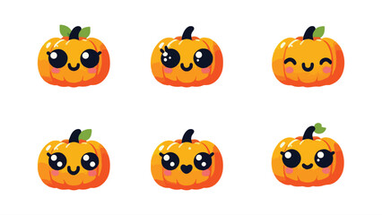 Cute Smiling Pumpkin Vector Set