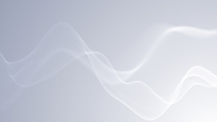Particles white wave on cyber technology background with glowing mesh of digital dots, flowing luxurious silver wave pattern symbolizing data motion and network energy, abstract futuristic