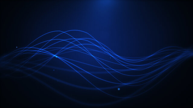 Blue fiber waves flowing continuously in a smooth seamless pattern, abstract digital background with glowing lines and flowing motion, futuristic technology concept symbolizing data flow and connectiv