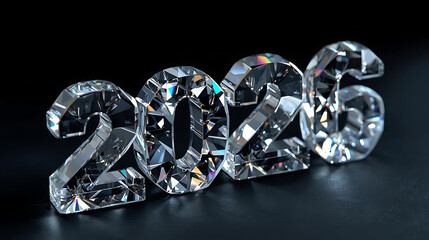 Transparent Crystal 2026 Numbers Reflecting Winter Light Elegantly