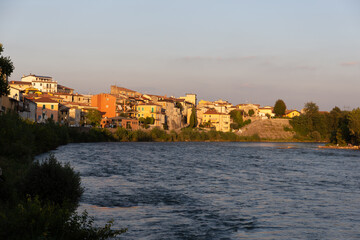 Historic Italian Town Bathed in Golden Hour Light