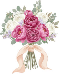 Wedding Bouquet with Romantic Floral Arrangement and Bridal Flowers