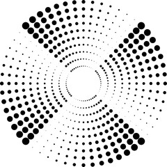 Abstract Black and White Dot Pattern with Circular Design for Modern Art or Graphic Background