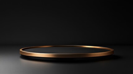 Black and gold platform, dark background, product display
