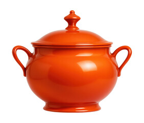 Lightweight aluminum soup tureen with vibrant enamel, perfect for garden gatherings.