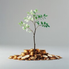 Financial Growth and Investment Concept — Money Tree with Coins