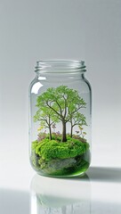 Growth and Conservation Concept — Miniature Forest Ecosystem in a Glass Jar