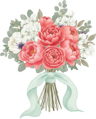 Wedding Bouquet with Romantic Floral Arrangement and Bridal Flowers