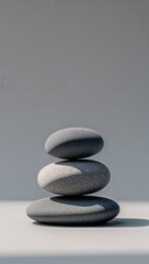 Balanced Zen Stones on a Grey Background — Symbol of Harmony and Peace