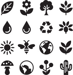 Natural elements and environmental symbols leaf flower