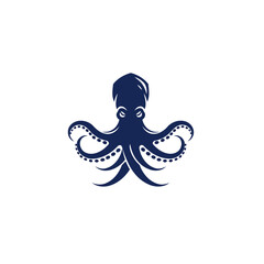 Minimalist Deep Blue Octopus Vector Illustration