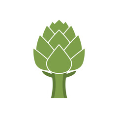Minimalist Green Artichoke Icon Vector Illustration