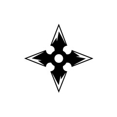 Minimalist Black Shuriken Ninja Star Vector Illustration on White