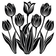 Delicate pastel tulip flower design elements for spring and floral themes