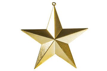 golden christmas star isolated on white transparent background