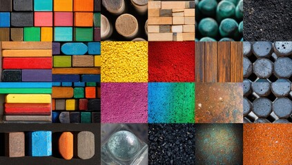 Colorful Assorted Materials Collage.