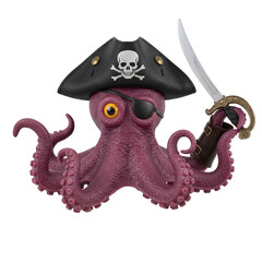 Pirate octopus monster with sword and eyepatch © PNG Lab