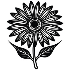 Minimalist flat design of a single daisy flower with clean lines and vibrant colors