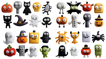 Collection de personnages d'Halloween en feutrine avec yeux mobiles