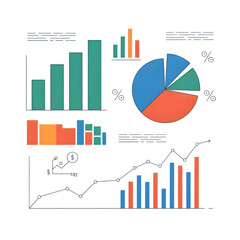 Data visualization with bar graphs pie chart and line graphs displayed