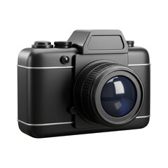 Modern Black Digital Camera with Large Lens and Viewfinder &ndash; 3D Photography Icon Ideal for Photo Apps, Camera Technology, and Creative Visual Branding